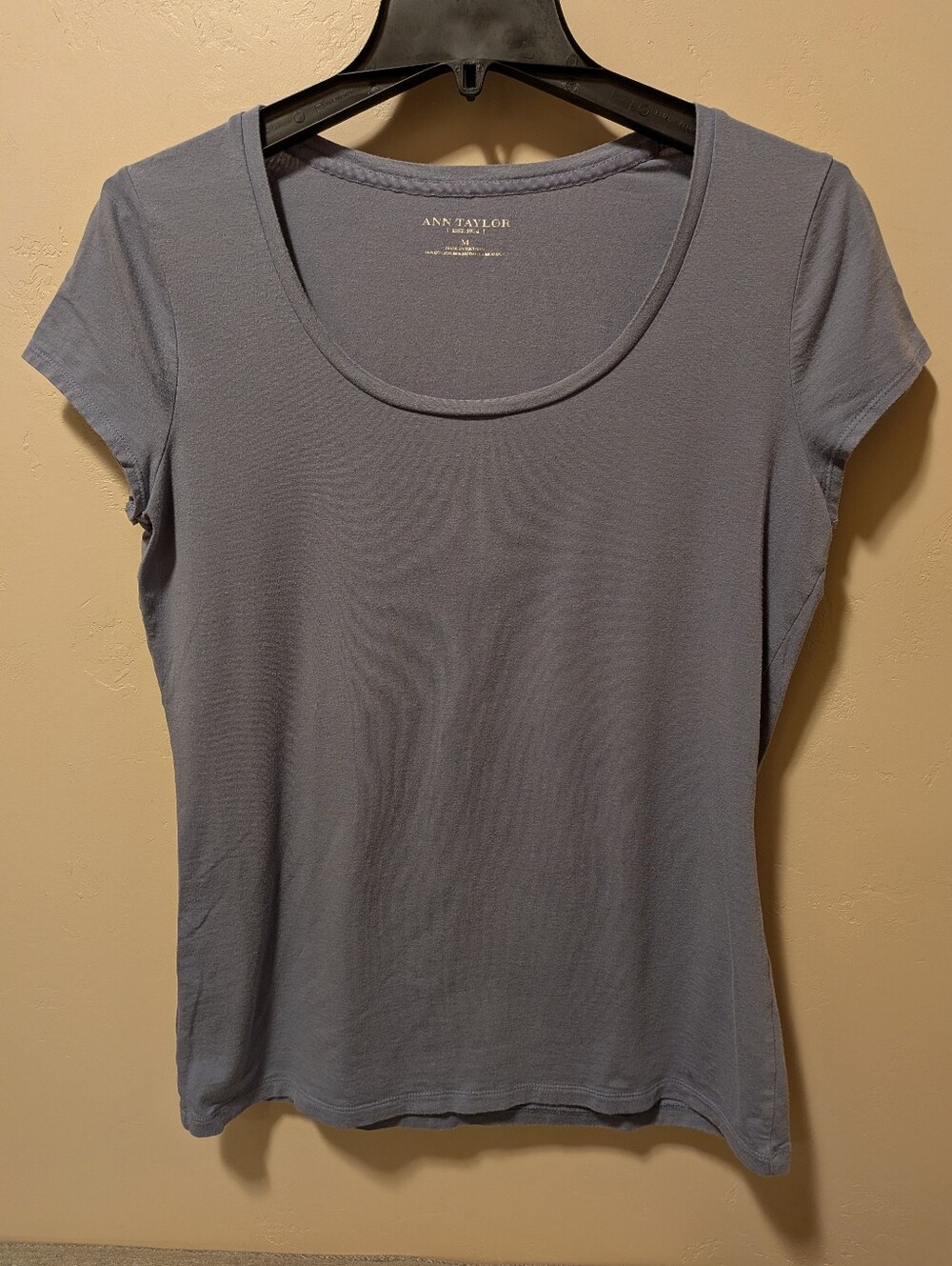 Ann Taylor Scoop Neck Modal Cotton Tee - Slate Blue Size M